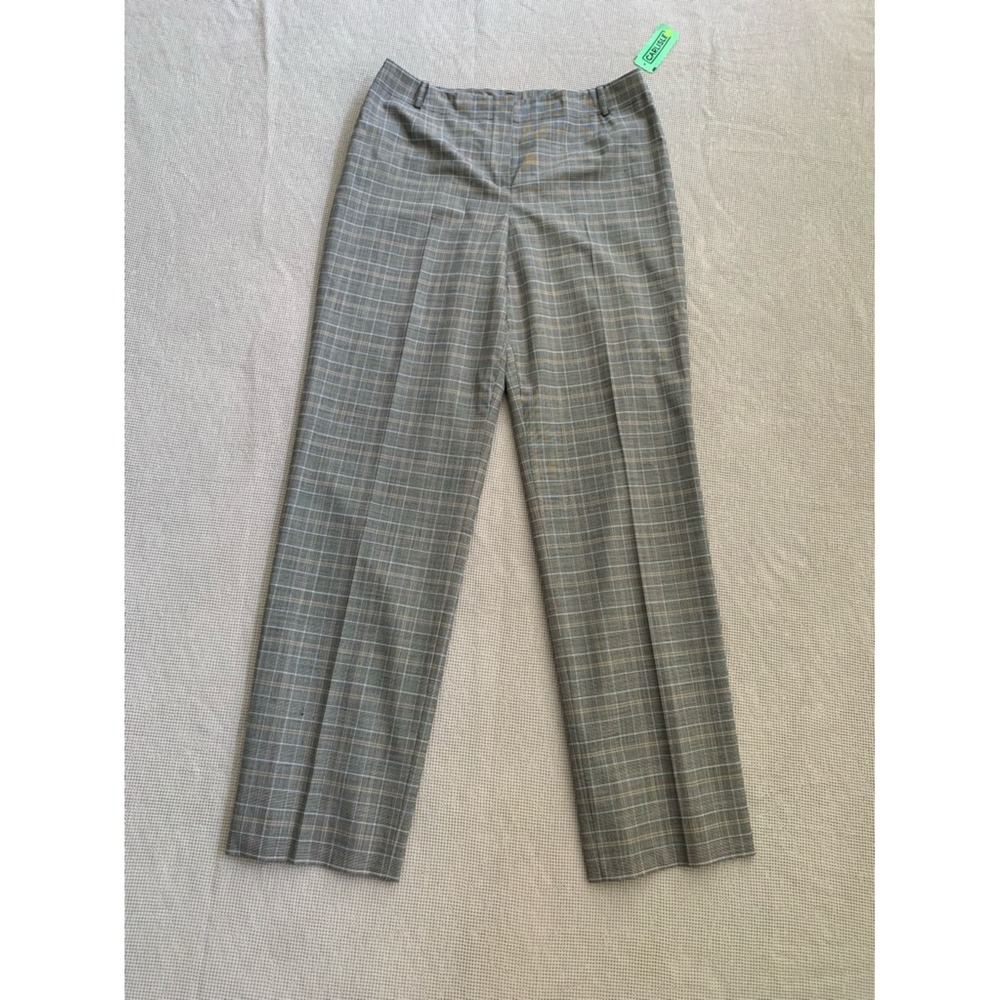 Carlisle Gray Plaid  Wool Dress Pants Size 14 Business Professional Smooth Light